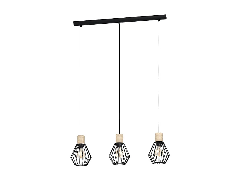 Lampadario Industrial Palmorla 3 Luci Metallo Nero E Marrone