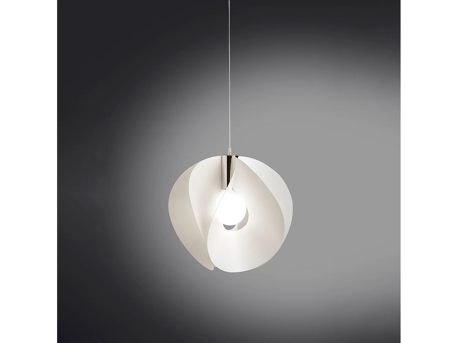 Sospensione Moderna Atom Polilux ® Bianco E Metallo Cromo 1 Luce E27 D54Cm