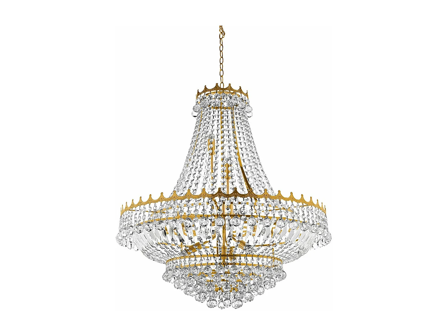Lampadario Classico Versailles Acciaio Oro Vetro 13 Luci E14