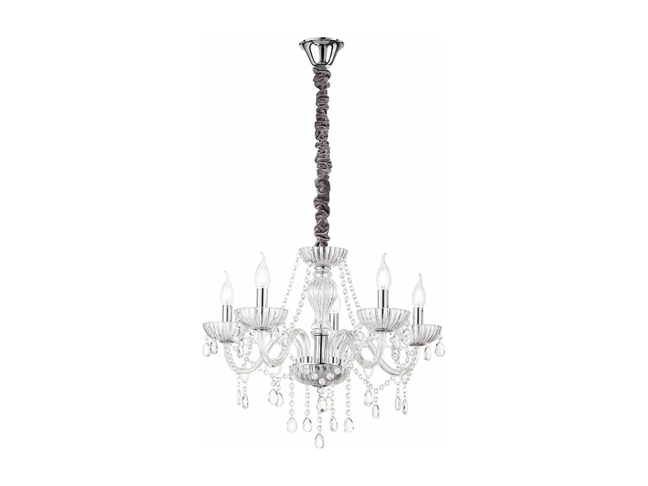 Lampadario Classico Venezia Vetro Trasparente 5 Luci E14