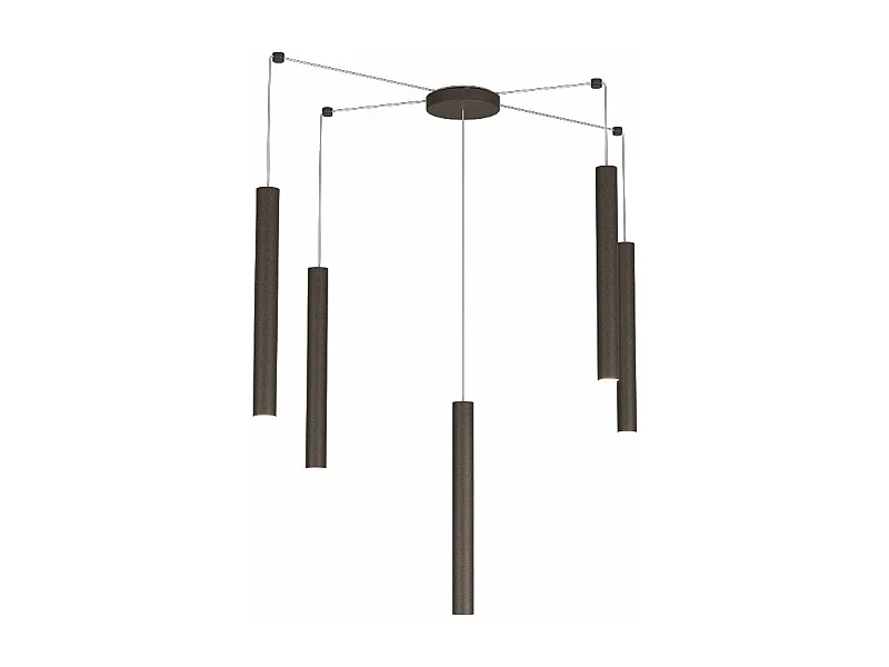 Sospensione Moderna Round Tube Metallo Marrone 5 Luci Gu10