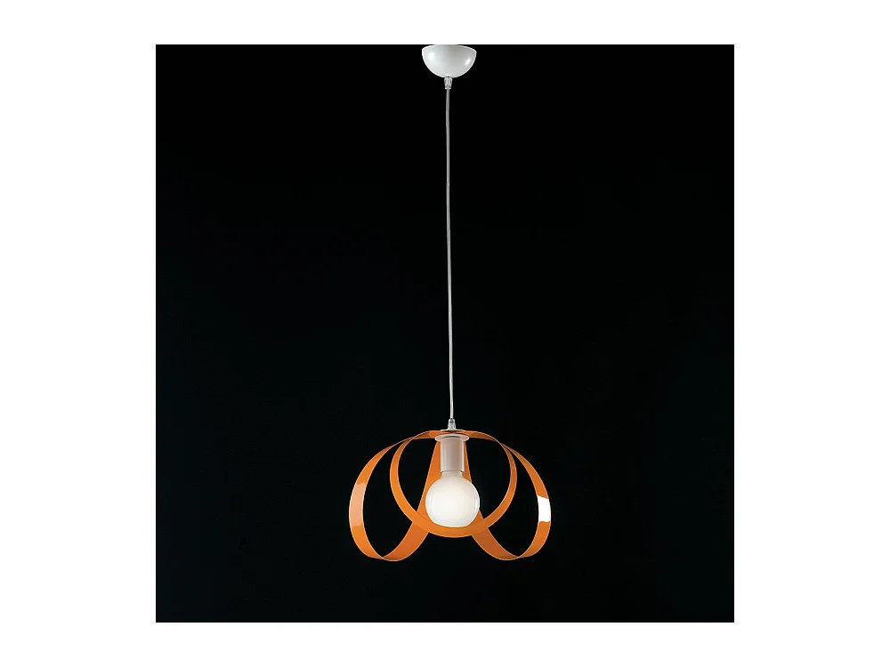 Sospensione Moderna 1 Luce Ferro Laccato Bianco e Arancio Serie Piovra