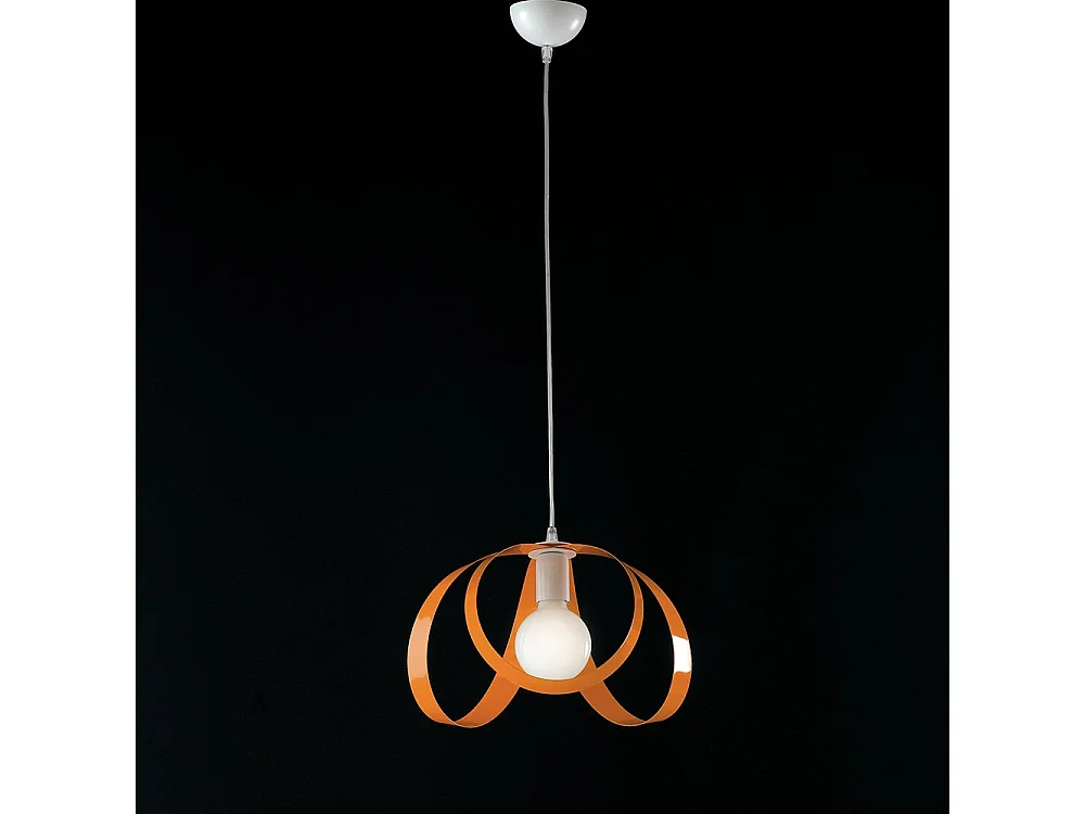 Sospensione Moderna 1 Luce Ferro Laccato Bianco e Arancio Serie Piovra