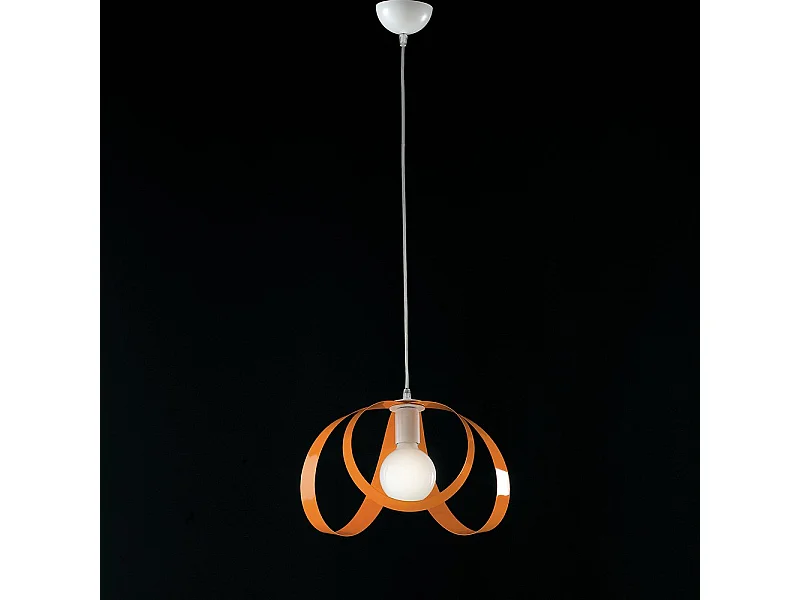Sospensione Moderna 1 Luce Ferro Laccato Bianco e Arancio Serie Piovra