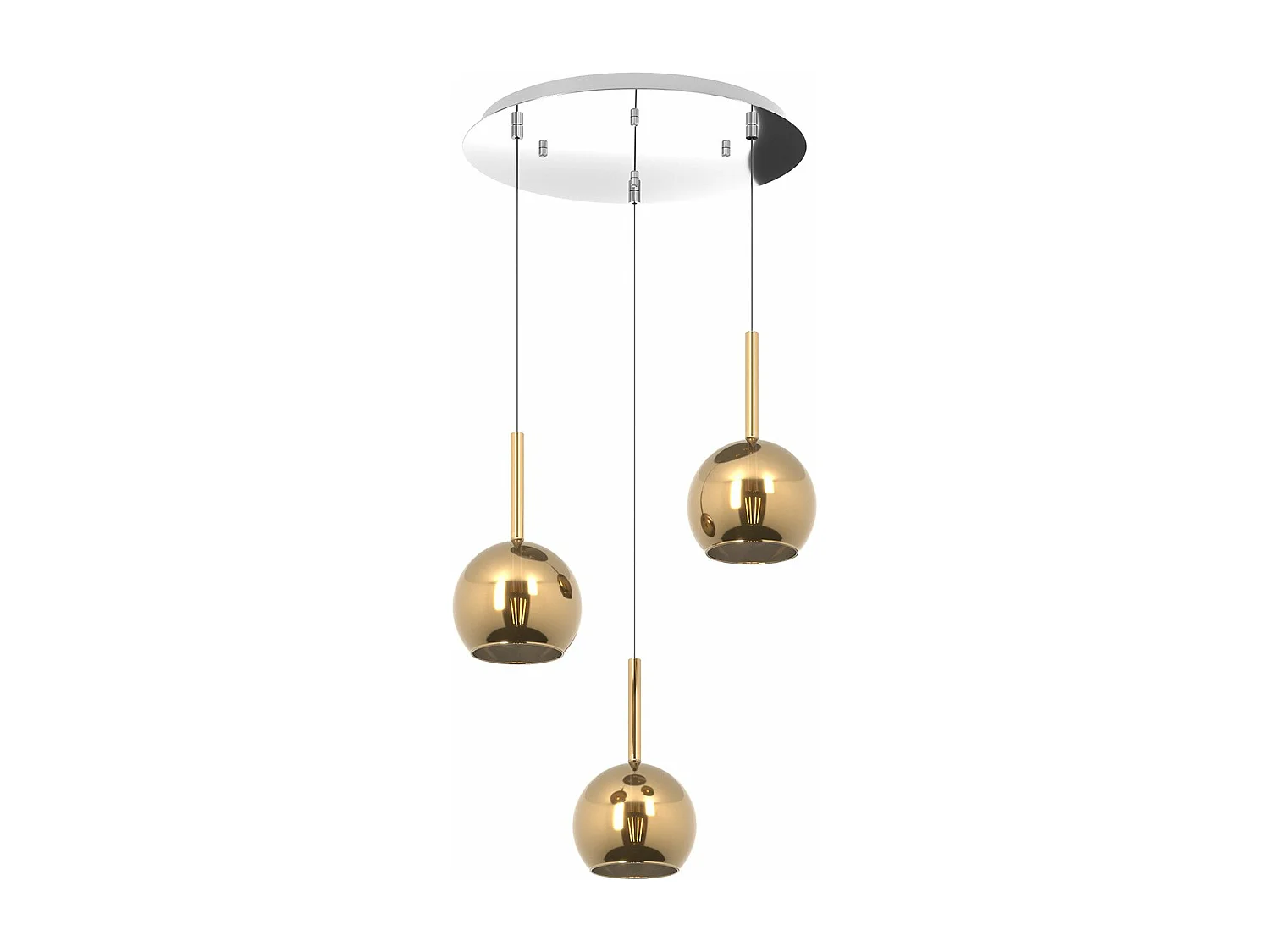 Sosp. Cromo Tonda 3 Luci Vetri Tutti Piccolo Oro