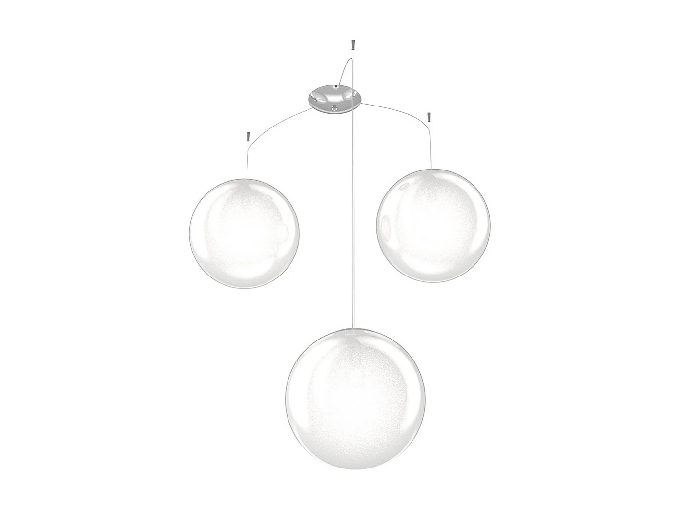 Sospensione Contemp Glitter Metallo Cromo Vetro Soffiato Trasp 3 Luci E27 30Cm