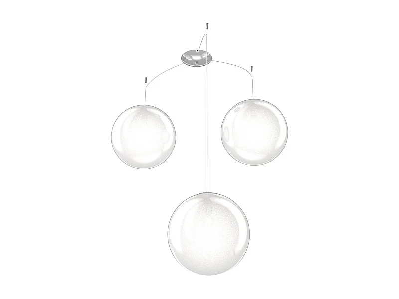 Sospensione Contemp Glitter Metallo Cromo Vetro Soffiato Trasp 3 Luci E27 30Cm