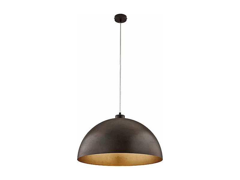 Sospensione Industrial 1 Luce Marcus In Ferro Laccato Ruggine E Oro Diam 50