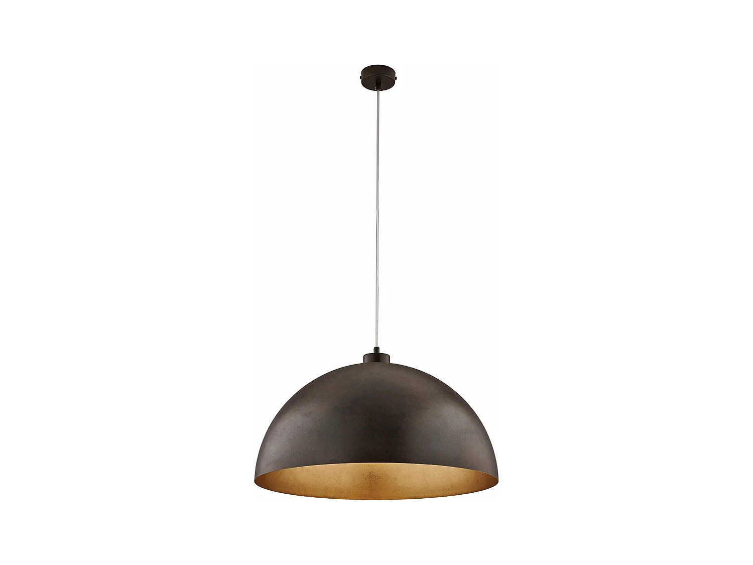 Suspension Marcus d.50 cm, fer noir, effet rouille, intérieur or antique, câble réglable, 1 lumière, style loft