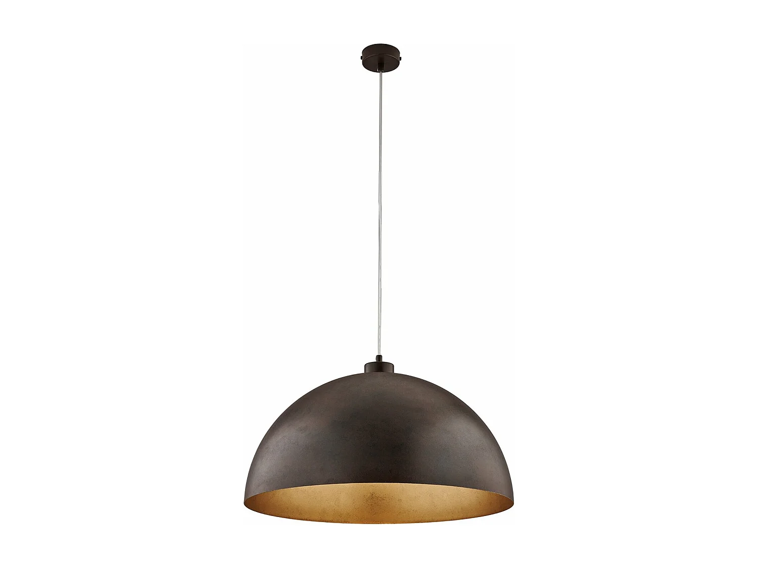 Suspension Marcus d.50 cm, fer noir, effet rouille, intérieur or antique, câble réglable, 1 lumière, style loft