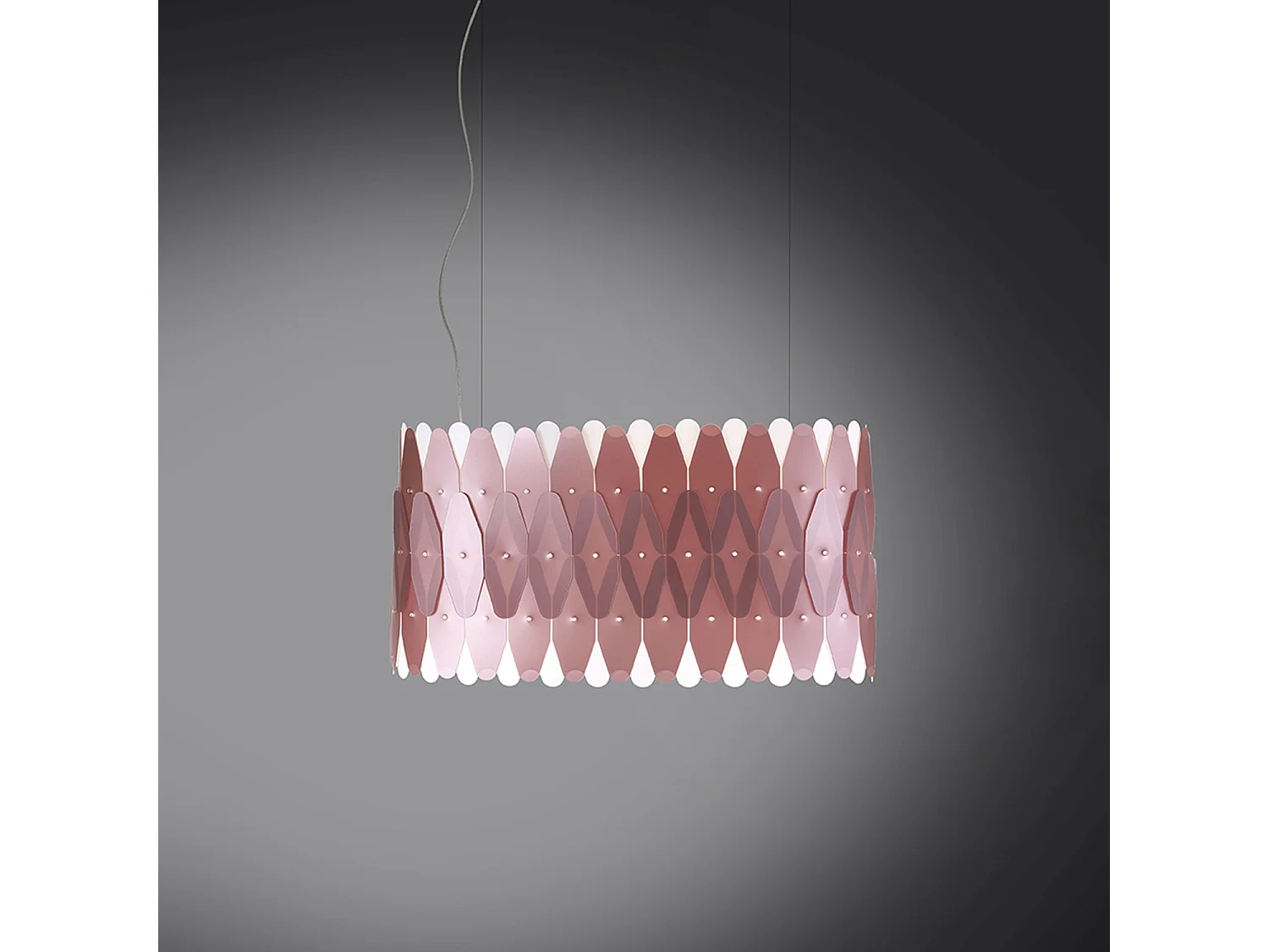 Lampadario Moderno Ovale Amanda Polilux ® Pink Metal E Metallo Cromo 3 Luci E27