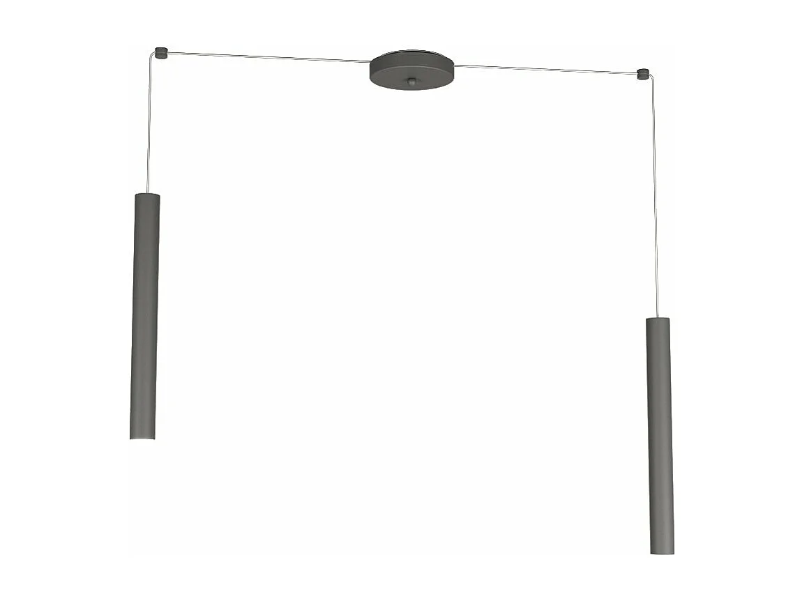 Round Tube Sospensione 2 Luci Grigio Antracite Cavo Cm.250 Con Base