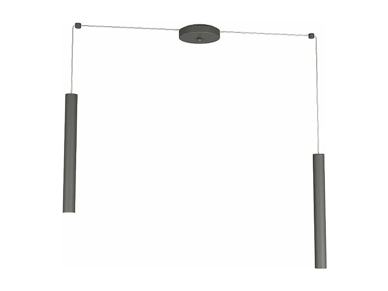 Round Tube Sospensione 2 Luci Grigio Antracite Cavo Cm.250 Con Base