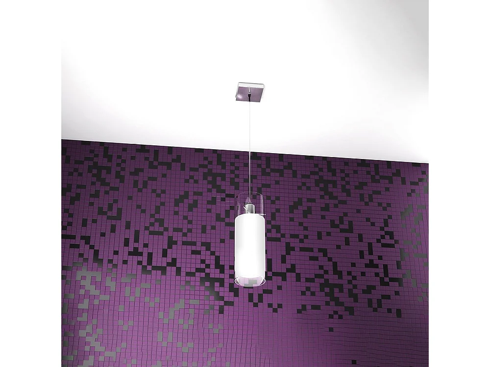 Sospensione Contemporanea Cilinder Metallo Cromo Vetro Satinato 1 Luce E27