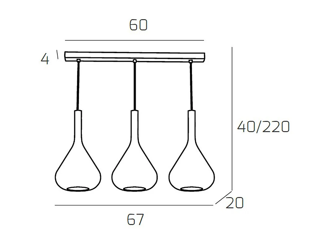Sosp. Ottone Sat. 3 Luci Rettangolare Vetri Ambra