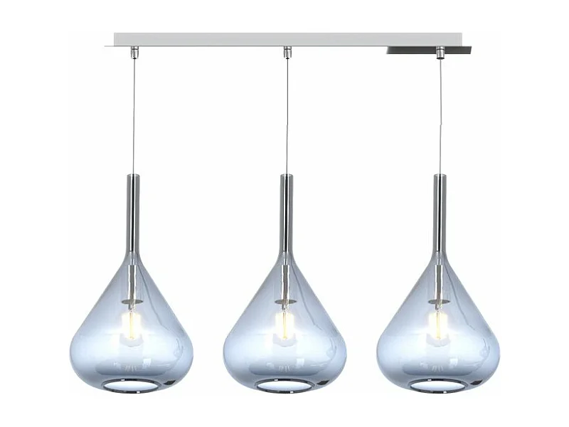 Sosp. Ottone Sat. 3 Luci Rettangolare Vetri Ambra