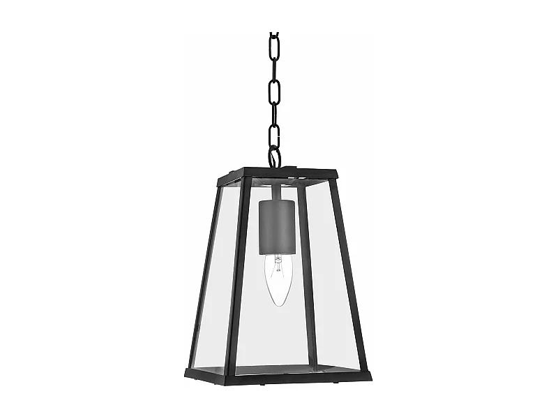 Sospensione Industrial-Nordico Viaggiatore Acciaio Nero Vetro 1 Luce E27