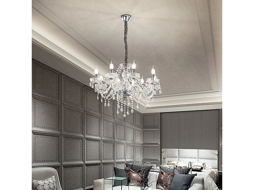 Lampadario In Metallo Classico Venezia Cromo 8 Luci E14