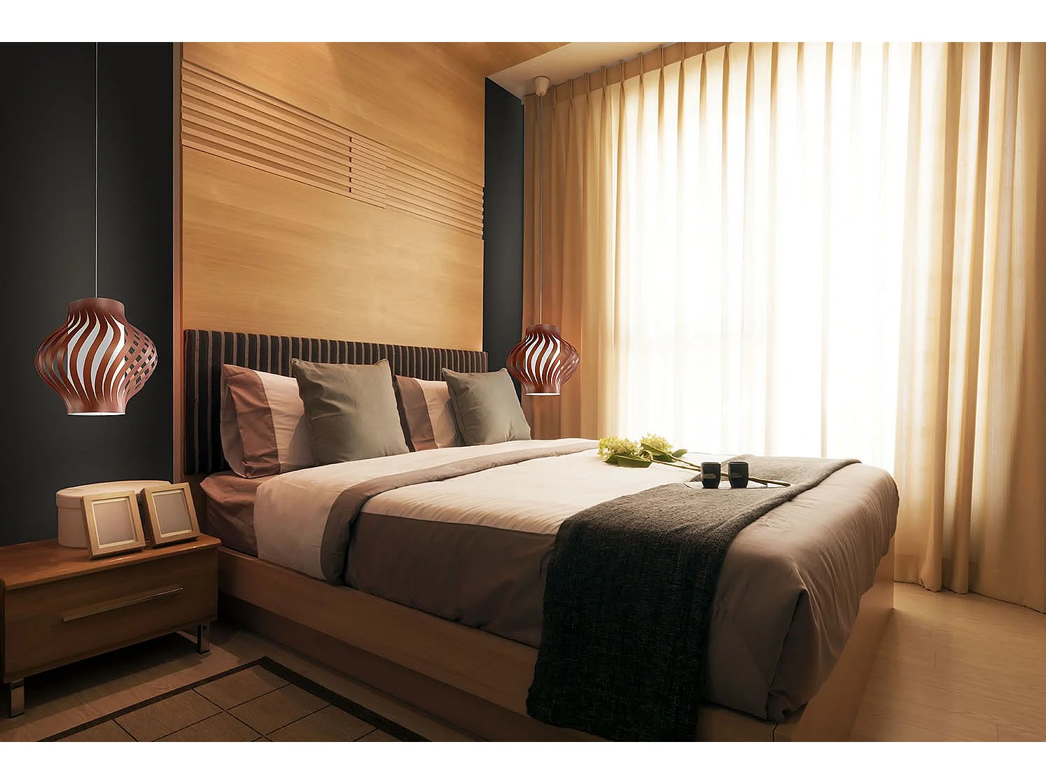 Sospensione Moderna Larga Helios Polilux ® Rame 1 Luce E27