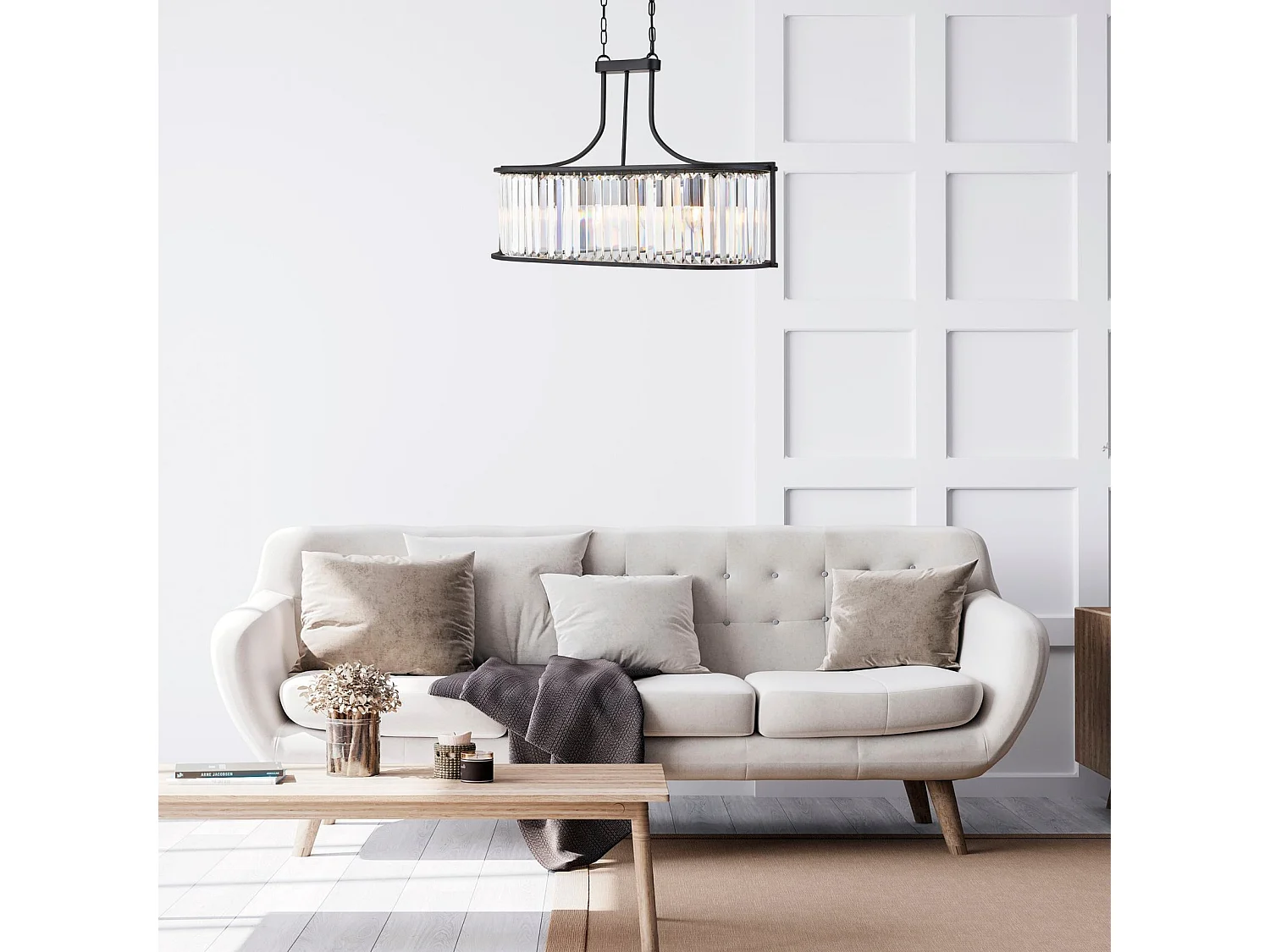 Searchlight Victoria 5 Light Bar Pendel Matt Svart, med glas, E27