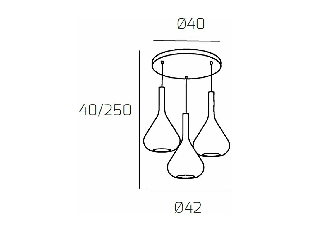 Suspension moderne Kona 3 lumières verre bleu et rosace ronde - Culot E27 - Réglable jusqu'à 250 cm d.42