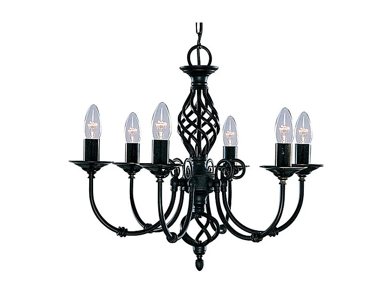 Searchlicht Zanzibar - 6 licht Multi Arm Deckenanhänger Schwarz, E14