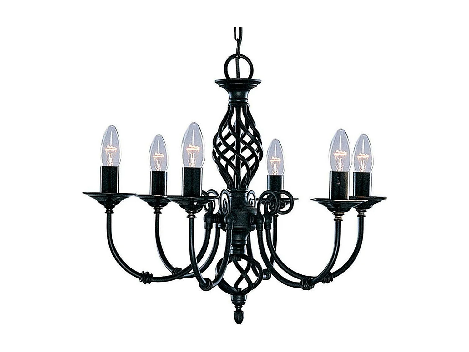 Searchlight Zanzibar Plafonnier à 6 bras multiples, noir, E14