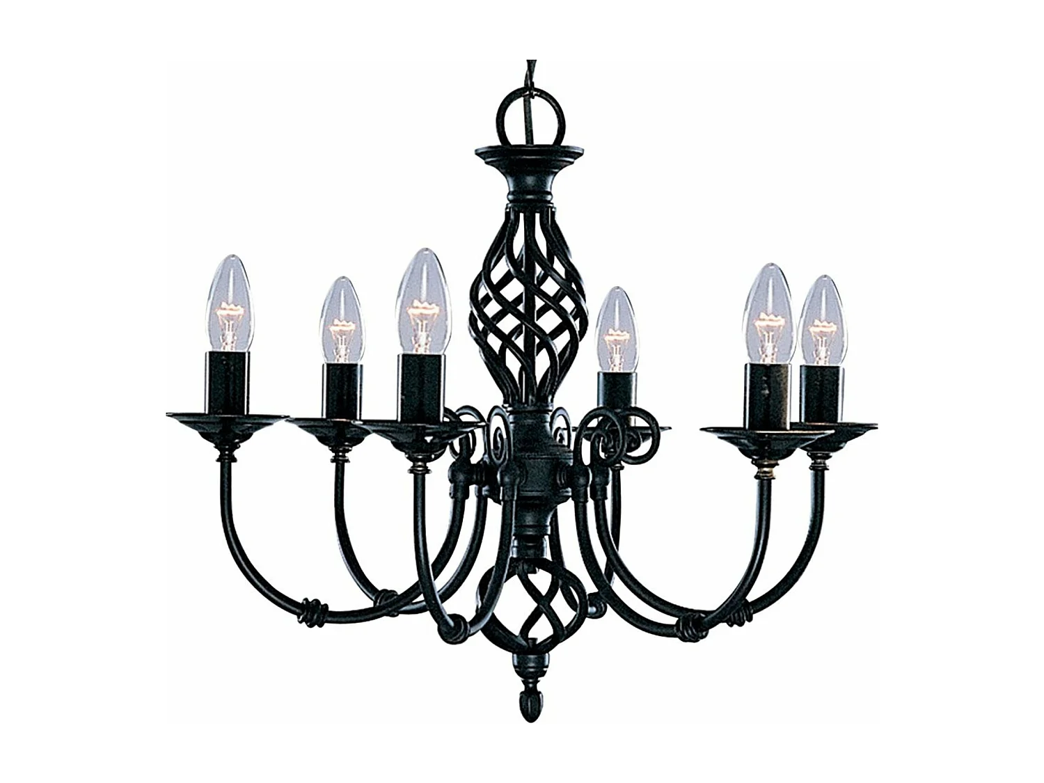 Searchlight Zanzibar Plafonnier à 6 bras multiples, noir, E14