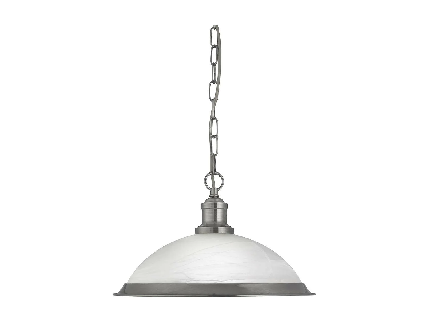 Searchlight Bistro - Lampadario a sospensione a 1 luce a cupola in argento satinato, vetro acido, E27