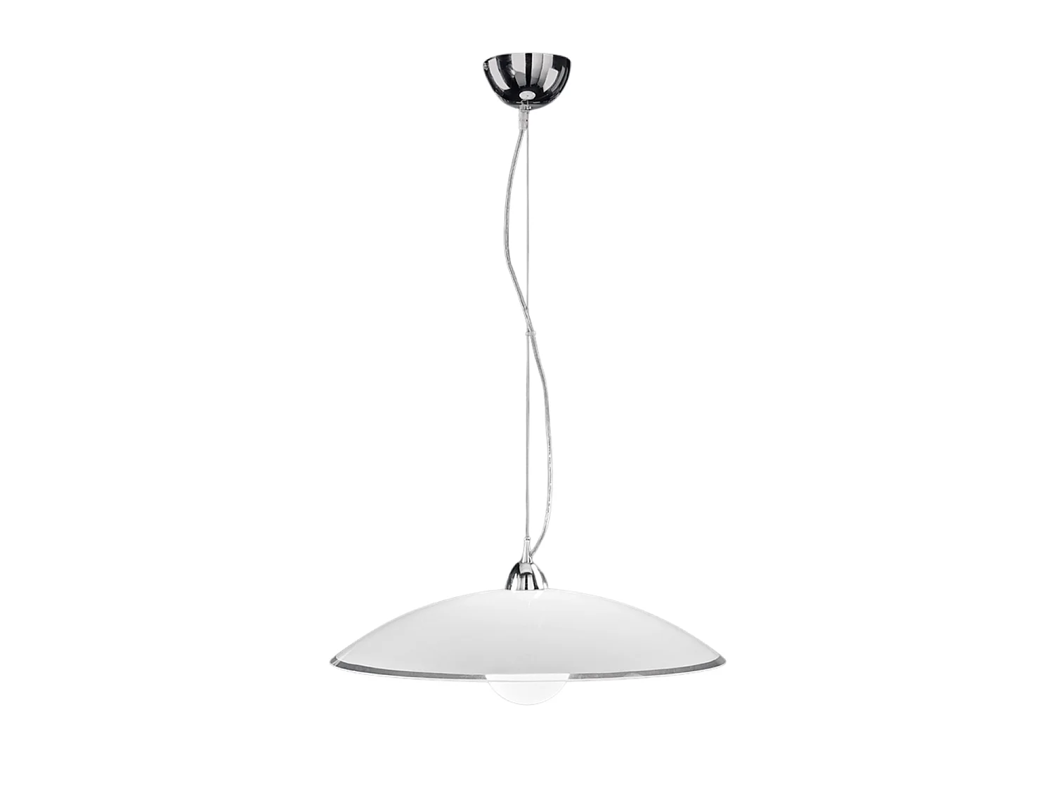 Glaspendellampe 6004, Moderne Hvid Lysekrone, E27 Fatning Maks. 60W, Diameter 55 cm, Højdejusterbar op til 120 cm til indendørs brug - Perenz