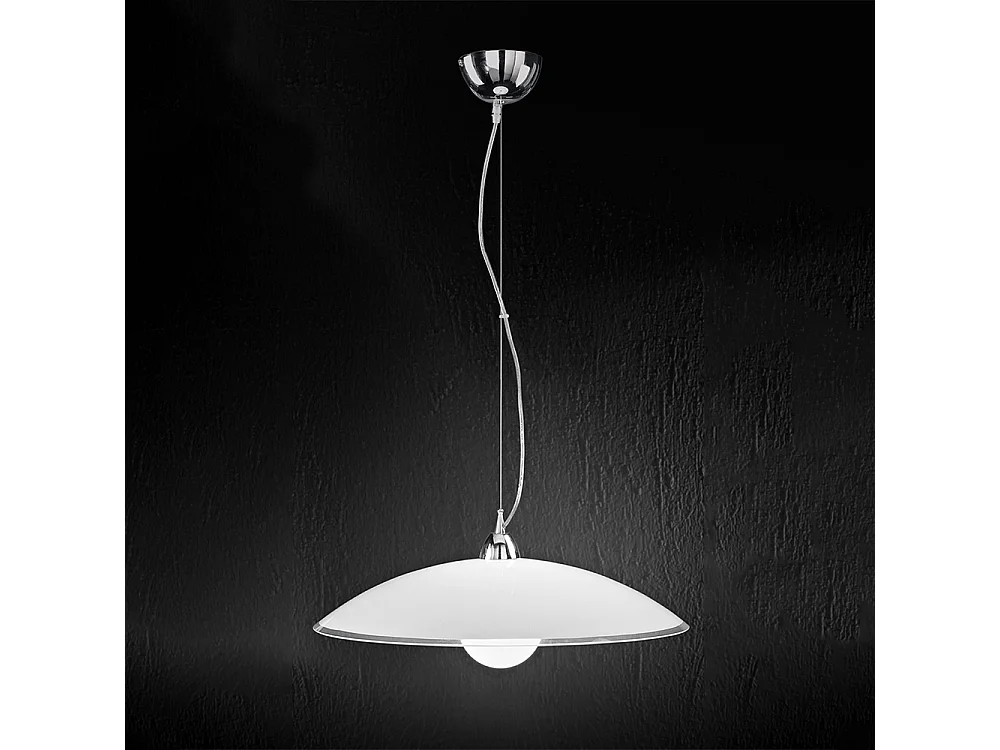 Glaspendellampe 6004, Moderne Hvid Lysekrone, E27 Fatning Maks. 60W, Diameter 55 cm, Højdejusterbar op til 120 cm til indendørs brug - Perenz