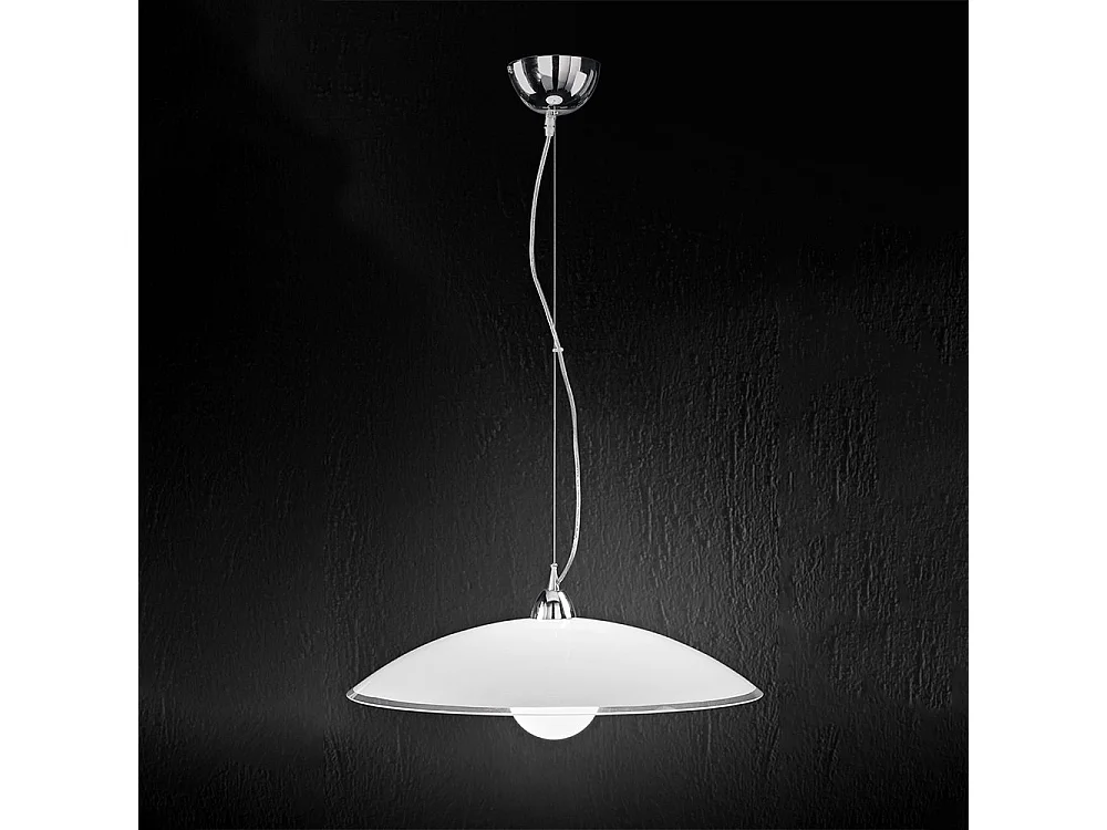 Glass Pendant Light 6004, Modern White Chandelier, E27 Socket Max 60W, Diameter 55 cm, Height Adjustable up to 120 cm for Indoors - Perenz