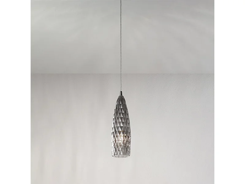 Lampadario In Metallo Contemporaneo Flut Cromo 1 Luce E27