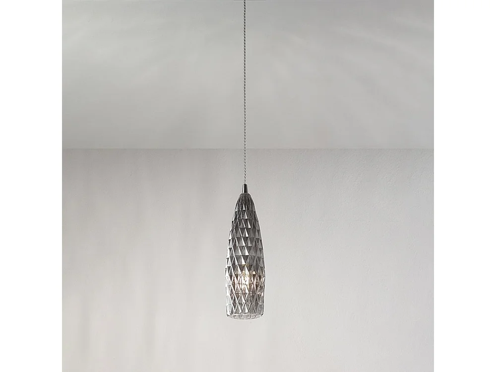Lampadario In Metallo Contemporaneo Flut Cromo 1 Luce E27