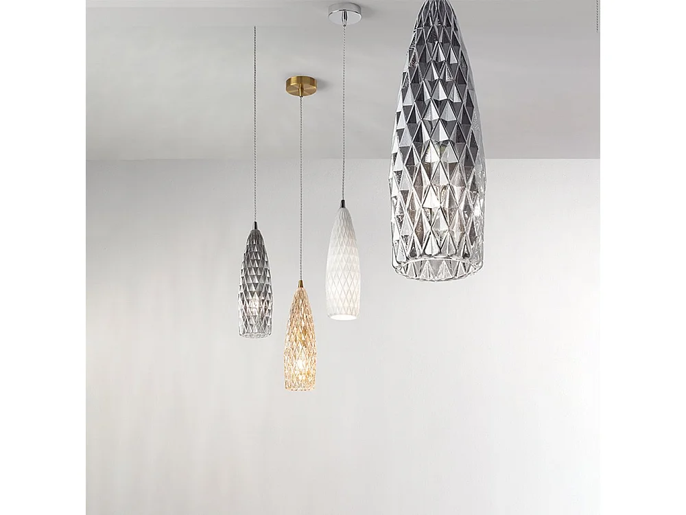 Lampadario In Metallo Contemporaneo Flut Cromo 1 Luce E27