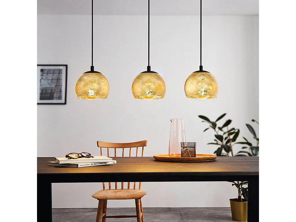 Lampadario Contemporaneo Albaraccin 3 Luci Metallo Nero