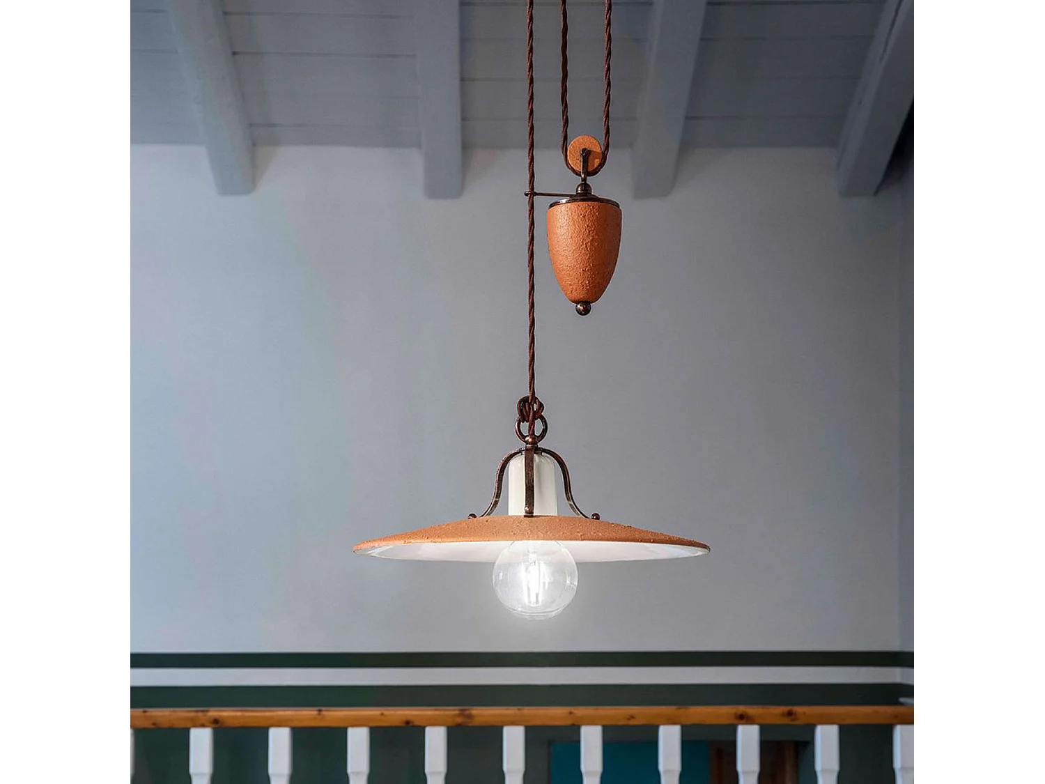 Lampadario Classico Bologna Metallo E Ceramica Nero Sfumato Rame 1 Luce E27