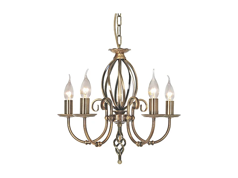 Elstead Artisan Lustre à 5 ampoules au fini laiton vieilli, E14