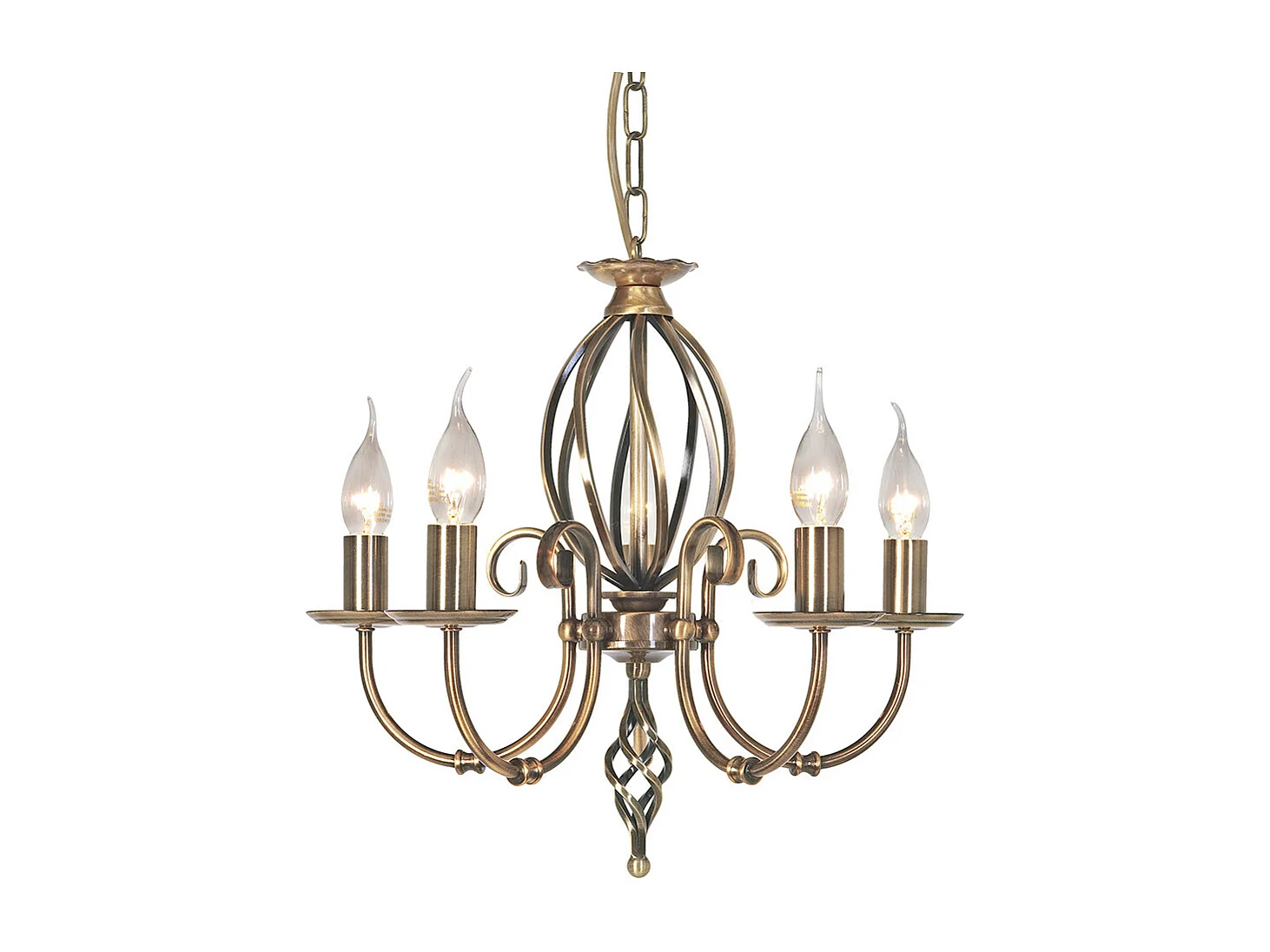 Elstead Artisan Lustre à 5 ampoules au fini laiton vieilli, E14