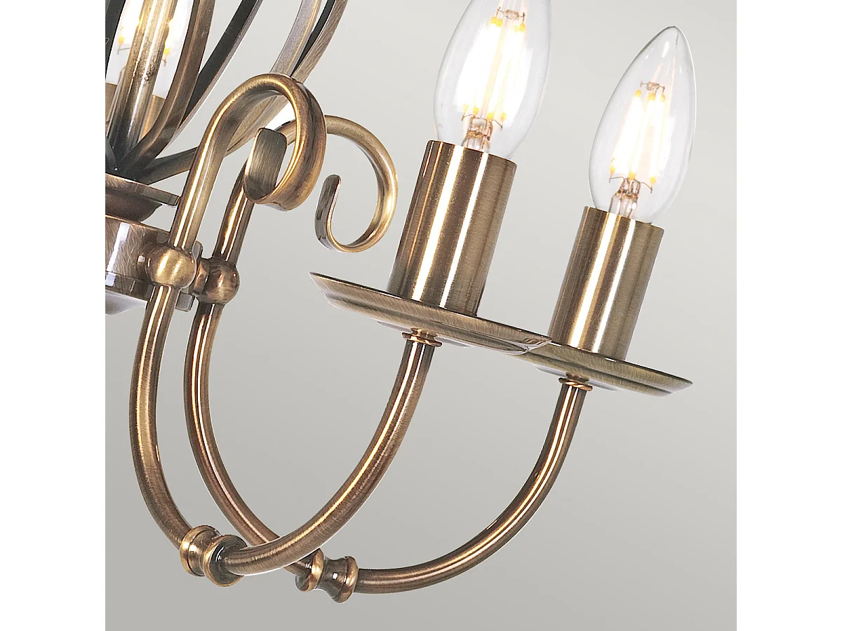 Elstead Artisan Lustre à 5 ampoules au fini laiton vieilli, E14