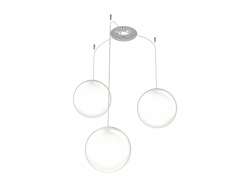 Sospensione Contemporanea Glitter Metallo Cromo Vetro Soffiato Trasp 3 Luci E14