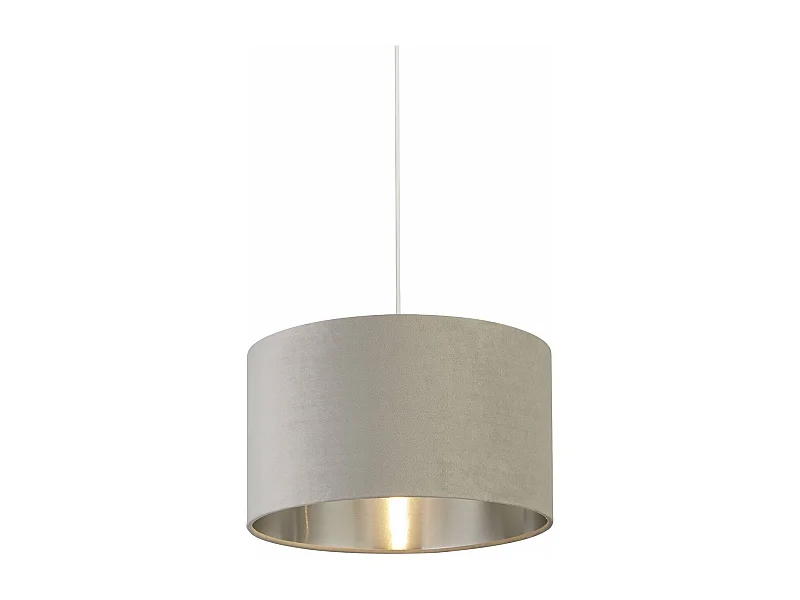 Sospensione Contemporanea Tamburo Acciaio Grigio Velluto Grigio 1 Luce D38Cm