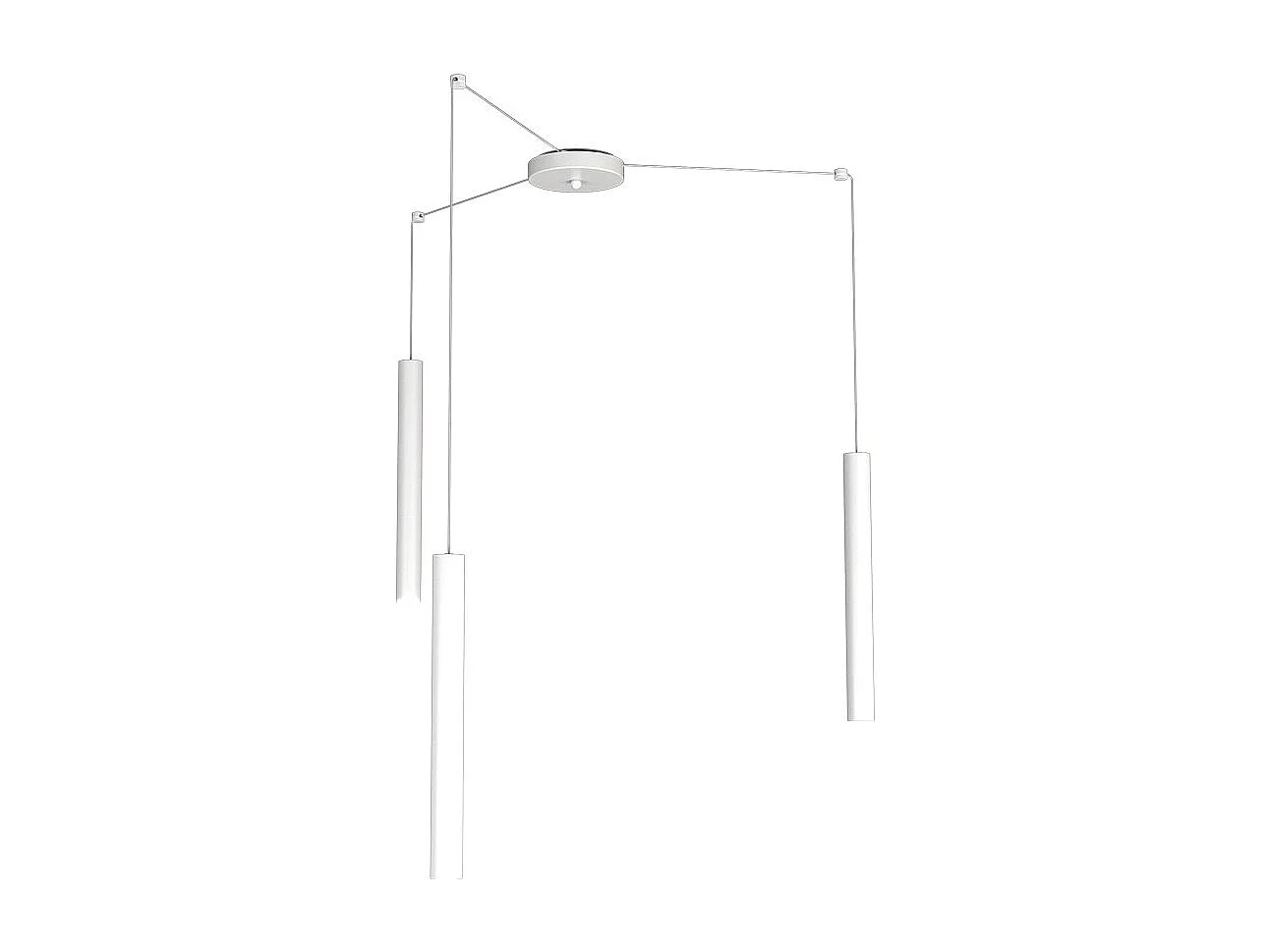 Round Tube Sospensione 3 Luci Bianco Cavo Cm.250 Con Base