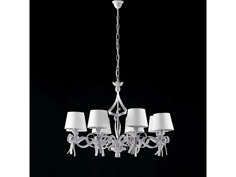 Lampadario Shabby Chic Lucy Bianco 8 Luci BeLight