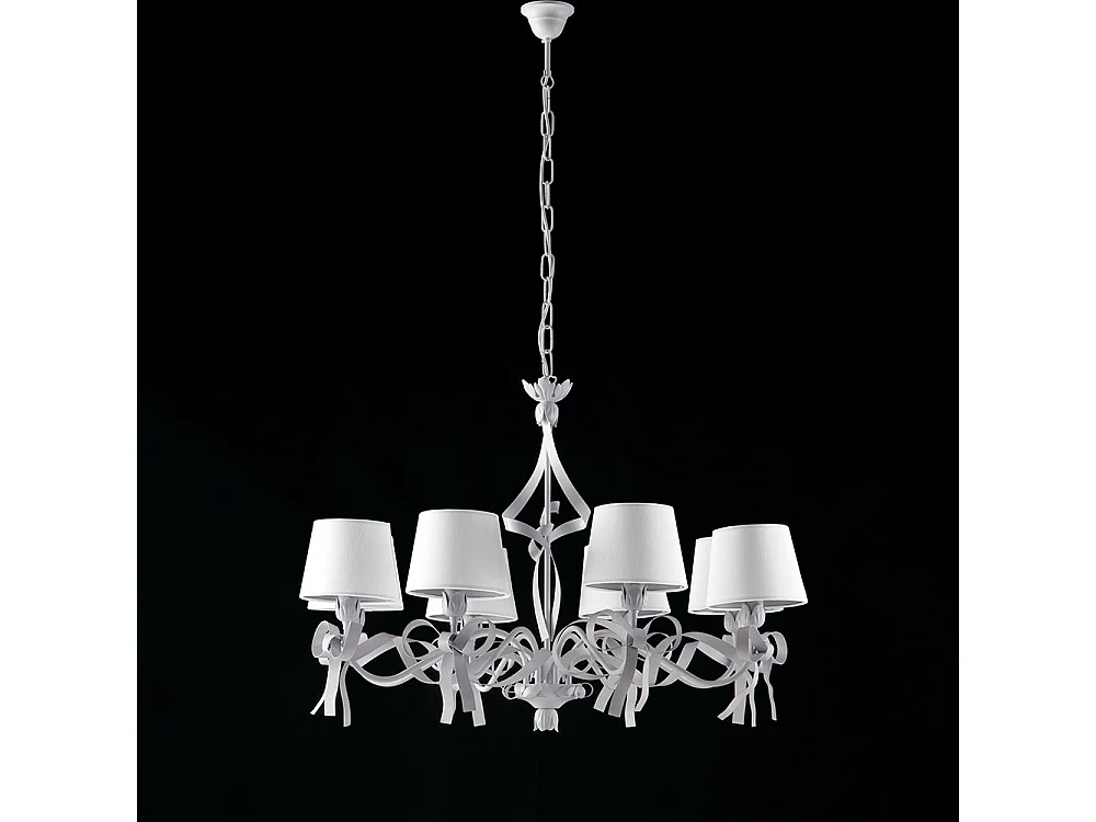 Lampadario Shabby Chic Lucy Bianco 8 Luci BeLight