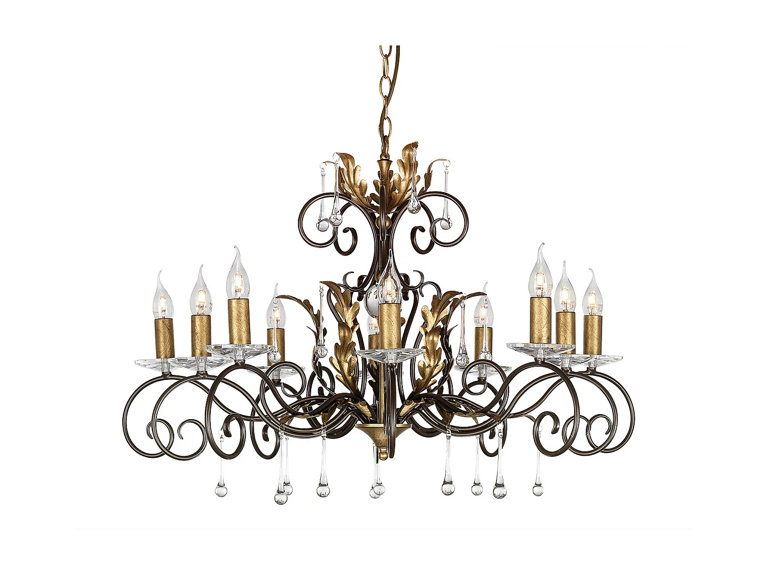 Elstead Amarilli - 10 leichte Kronleuchter Bronze, Gold Blumenblätter Design, E14