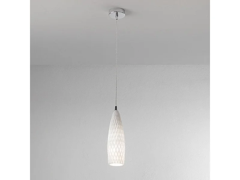 Lampadario In Metallo Contemporaneo Flut Bianco 1 Luce E27