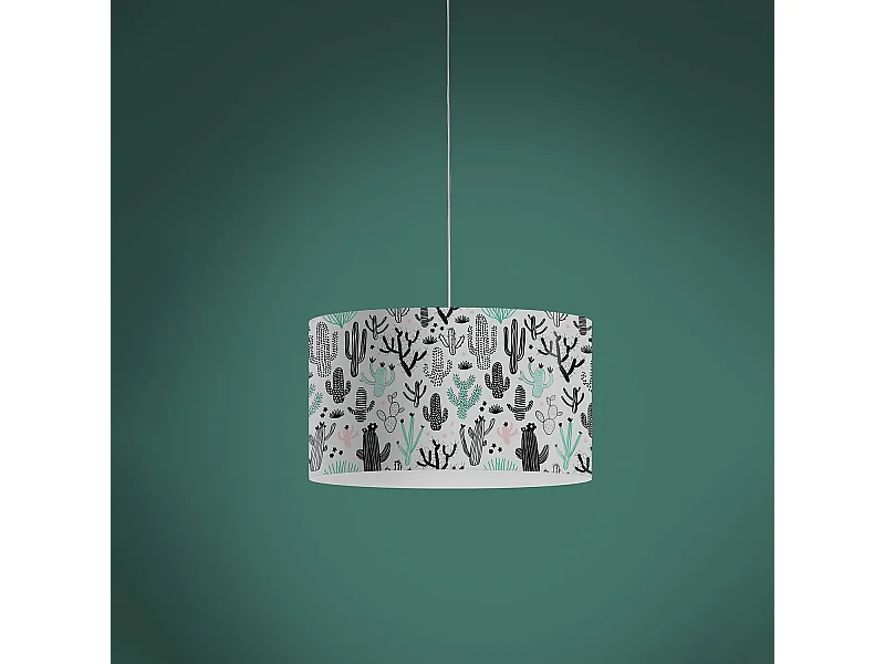 Sospensione Moderna Decolight Polilux ® Grafica Cactus 1 Luce E27 D40Cm