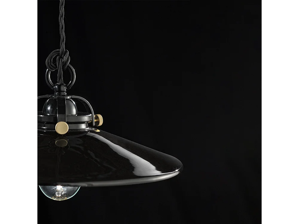 Lampadario Industrial Minimal B&W Metallo Smaltato Nero 1 Luce E27 31Cm