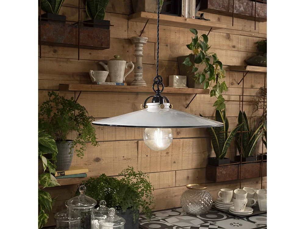 Lampadario Classico Asti Ottone E Ceramica Nero 1 Luce E27